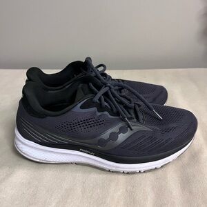 🖤 Saucony Ride 14 PWRRUN Running Shoes Black/Gray Wide Size 11 Women